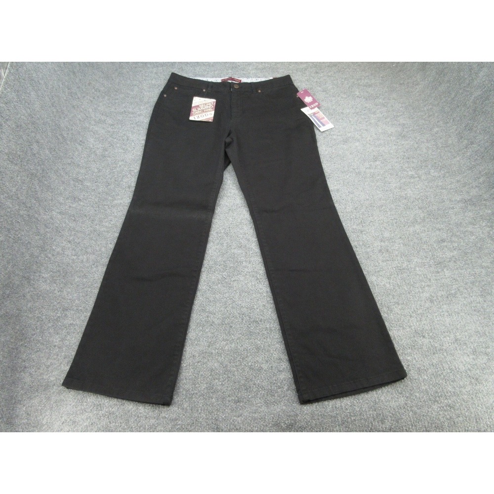IZOD Womens Jeans Bootcut NWT Black Slimming Tummy Panel 14